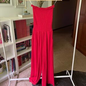 Love Tree | Red Strapless Jumpsuit